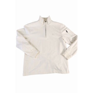 DKNY Quarter Zip Pullover Cream White Men’s Medium Athletic Sweater